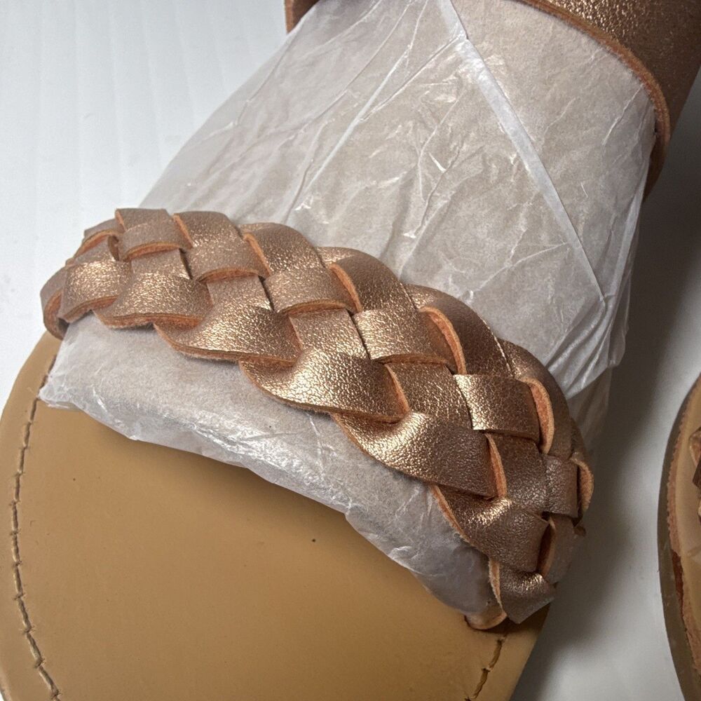 Wild Diva Lounge Braided Strap Slide Sandals Rose Gold Faux Leather Women’s 8 - Picture 2 of 8